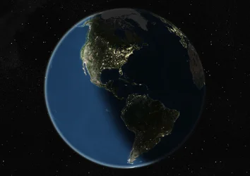 Globus zentriert auf die Amerikas, Satellitenbild in Echtfarben